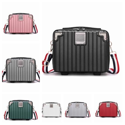 Zekono 14インチpp素材スーツケース化粧品ケースミニ旅行旅行ケース大容量 小型 機内持ち込み おしゃれで かわいくて 軽くて 短距離旅行に適しています (黒)