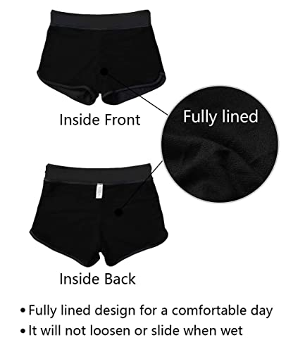 Alove Swim Shorts For Women Boy Leg Boardshorts Swimsuit Bottom Black 10 #TOP4