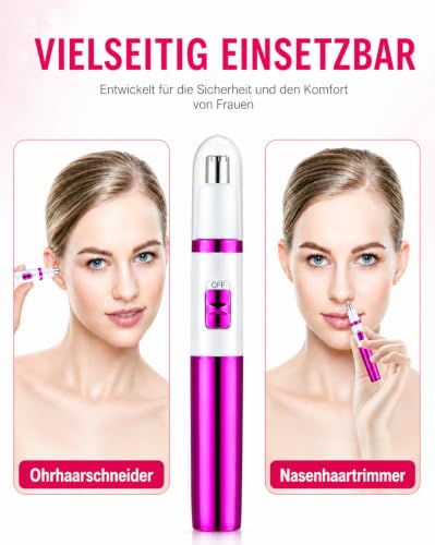 Nasenhaartrimmer Frauen, Damen Schmerzloser Ohr- und Nasenhaartrimmer für Frauen, Augenbrauen...