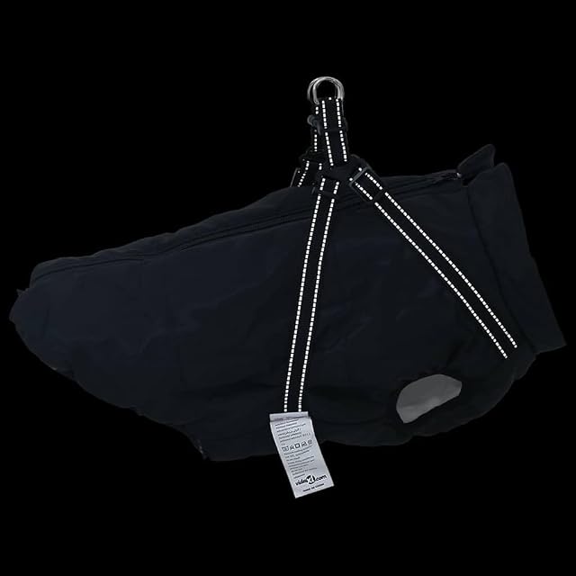 Foto 3 de 8 de vidaXL Abrigo para Perro con arnés Impermeable Reflectante L48 Negro