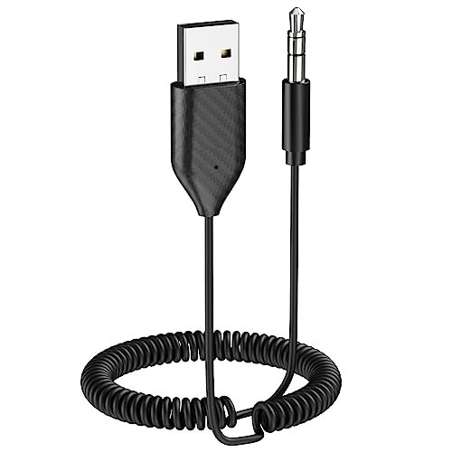 ZIOCOM Adaptador Auxiliar para Auto, Receptor Bluetooth 5.3 Jack 3.5mm Coche Micrófono Incorporado para transmisión de música y Llamadas Manos Libres para estéreo de automóvil y Altavoces domésticos