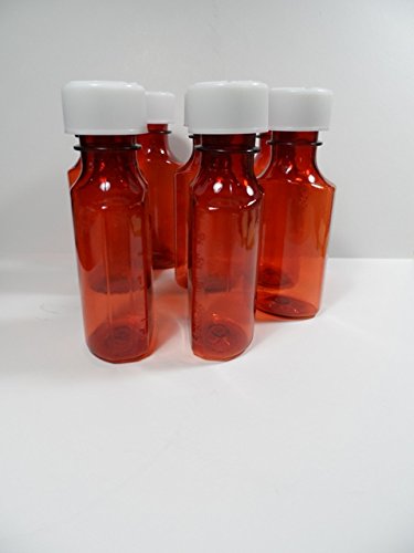 2 Ounce Graduated Oval Amber Plastic Medicine Bottles and Caps Pack of 10 Pharmaceutical Grade