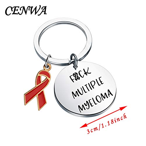 CENWA Multiple Myeloma Awareness Red Ribbon Gift Fuck Multiple Myeloma Keychain Cancer Warrior Support Gift2