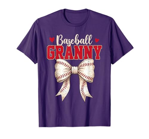 Baseball Granny Coquette Bow Game Day Mothers Day T-Shirt