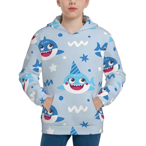 Cute Shark 1 Kids Pullover Hoodies Boys Sweatshirts Girls Athletic Clothes with Pocket