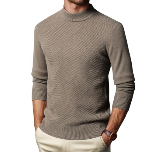 Mens 100% Wool Cable Knit Sweater Casual Long Leeve Crewneck Pullover Sweaters Twist Textured Fisherman Sweater