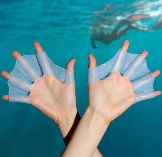 Generic Swim Fins Hand Web Flippers Webbed Gloves for Women Men Kids Swimming, blue