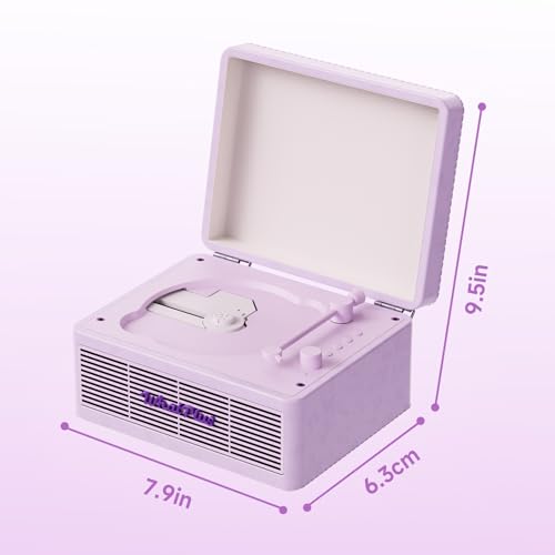 Image of CD Player with Bluetooth Speaker, High-Fidelity Sound, App-Controlled, Magnetic Display for Photos & Pins, Retro Desktop Music Player, Gift for Music Lovers (Light Purple)