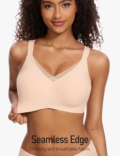 Image of GXOULRRA V Lace Wireless Jelly Bra Seamless Push Up Bras for Women No Underwire Full Coverage Comfortable Sleep Bralette