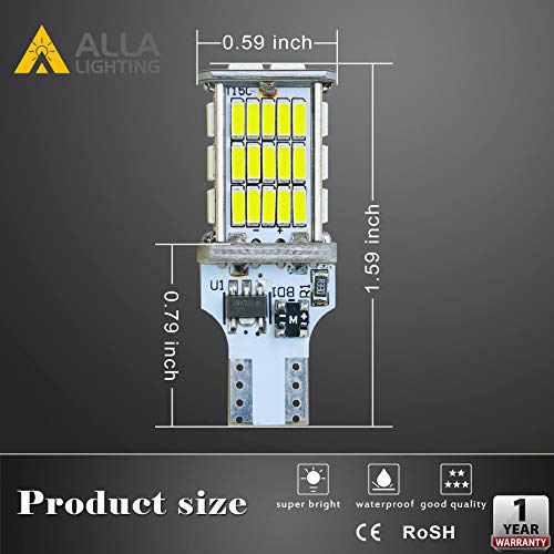 Alla Lighting T10/T15 912 921 W16W Led Reverse Light Bulb, Can-Bus Error Free 6000K White Back-Up/Trunk/3Rd Brake Lights Lamp 922 906 921Kx 912K 921Ll Upgrade #TOP6