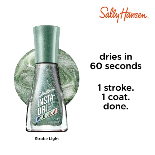 Sally Hansen Insta-Dri, Holo-Glow, All That Shimmers, lakier do paznokci, prosty w użyciu, trwały, piękny kolor, łatwo rozprowadza się na paznokciach, bez rozmazywania, 0,3 uncji