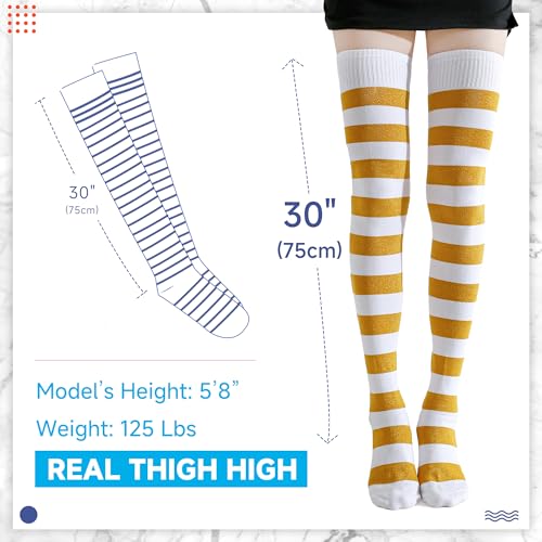 Image of Kayhoma Extra Long Cotton Stripe Thigh High Socks Over the Knee High Socks