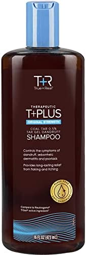True+Real Coal Tar Therapeutic Plus Tar Gel Anti-Dandruff Shampoo 0.5% Coal Tar, 16 Fl Oz, Original Strength