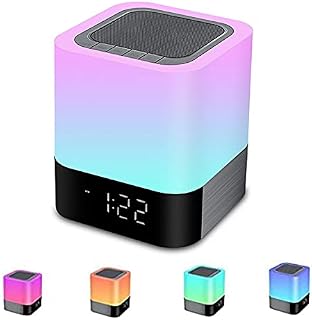 WamGra Wireless Bluetooth Speaker with Touch Control Bedside Lamp,Alarm Clock,MP3,Portable Smart LED Touch Sensor Table Lamp Dimmable RGB Multi-Color Changing Night Lights, All in 1