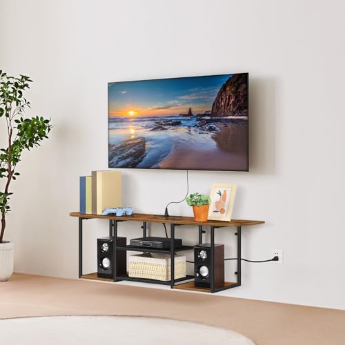 Fogein Floating TV Stand with Power Outlet for 50 60