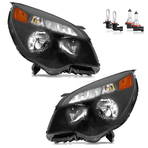 KarSpareHub Headlights W/Bulbs for 2010-2015 Chevy Equinox LS/LT Model Headlamp Replacement Driver & Passenger Side