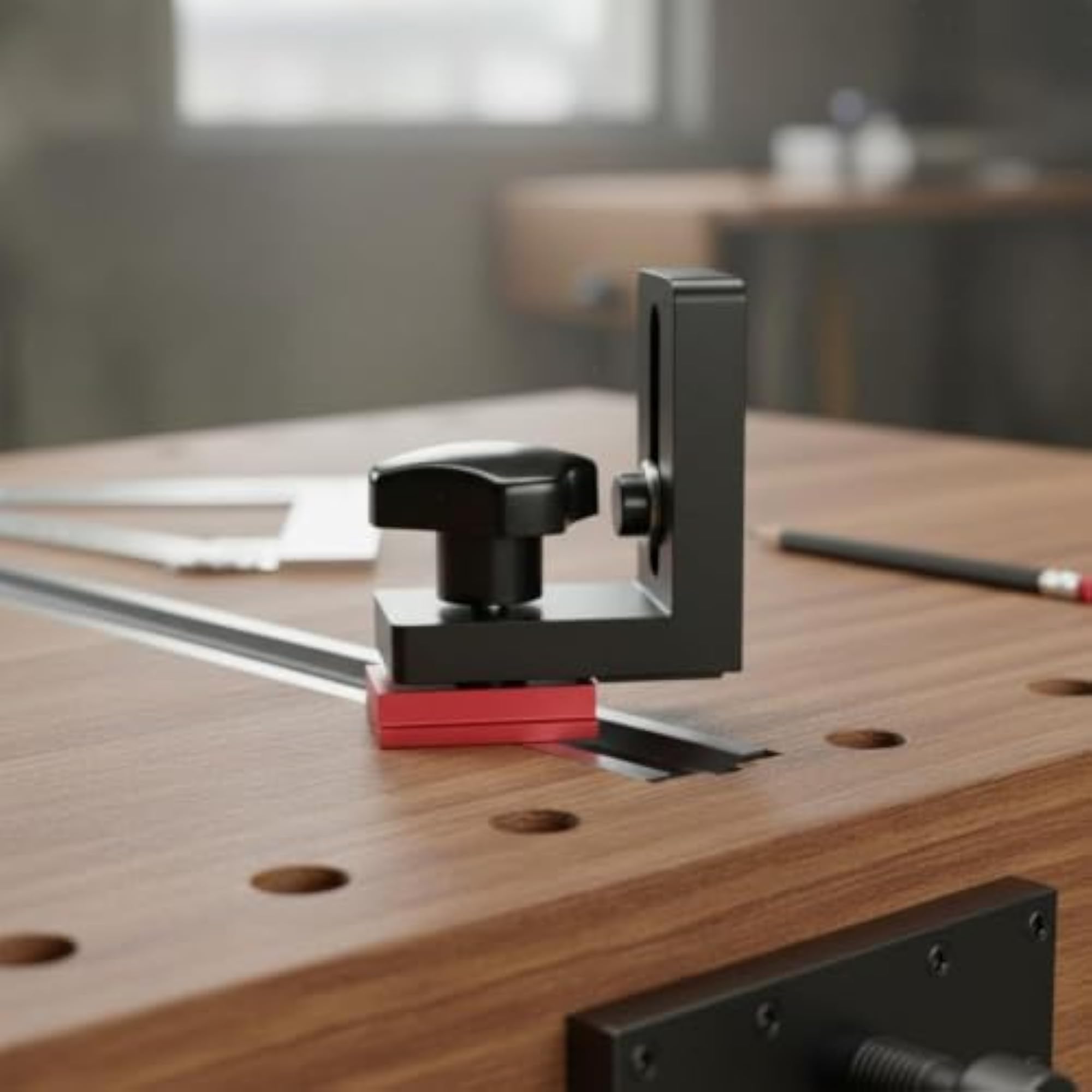 Easy Slide and Lock Woodworking Fence Stop