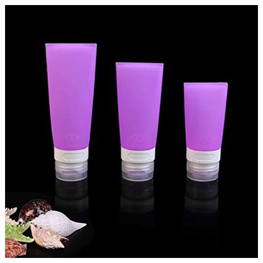 LASISZ Botellas Recargables de Viaje Loción para el Cuidado de la Piel de Silicona Champú Gel Botella exprimidora 38/60/80 ml Recipientes para Tubos Kits exprimidores, púrpura, 60 ml