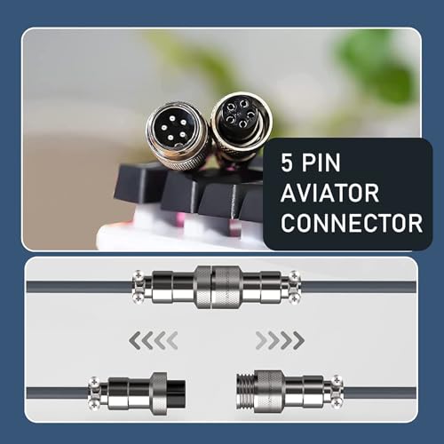 Image of Coiled Keyboard Cable for Gaming Custom Keyboard,Double-Sleeved Coiled USB C Cable with Detachable Metal Aviator,USB A To Type C&Type C To Type C for Mechanical Keybaord,Printer,Phone,Ipad,Xbox-Grey