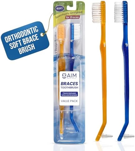Toothbrush for Braces, Soft Head Braces Toothbrush, V Trimmed Design 2-Pack | Quick Orthodontic Cleaning | Deep Clean Braces at Home (Pack of 2)