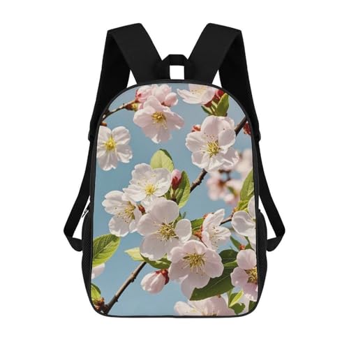 Japanese Floral Cherry Blossom Backpack - Durable 600D Polyester, 17 Inch Backpack with Ergonomic Adjustable Straps, Lightweight Travel Bag for Men & Women