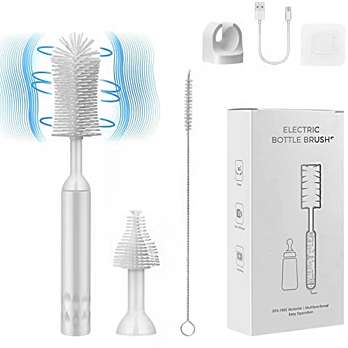 Electric Bottle Brush Set With Baby Bottle Brush Cleaner,Rechargeable Straw Cleaner Brush,Silicone Bottle Brush Kit,For Baby Bottles Pacifiers Straws Travel Bottle Brush Set #TOP2