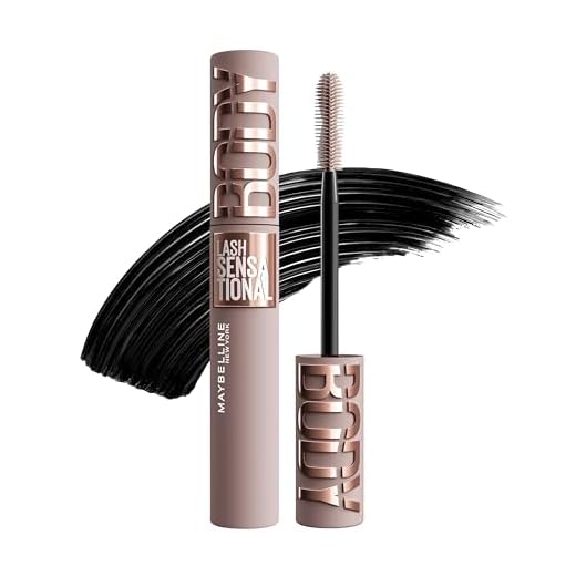 Maybelline New York Lash Sensational Body Mascara, Wimperntusche, Volumenmascara für 24H Wimpern-Lifting und 12x Volumen, mit Sanduhr-Kurven Bürste und Tonerde ohne Verklumpen, Schwarz, 9,5 ml