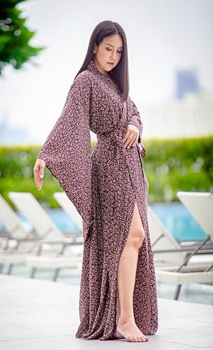 Na'Rak Women's Kimono Robe, Yukata Style Long Soft Loungewear Luxury Dressing Gown4