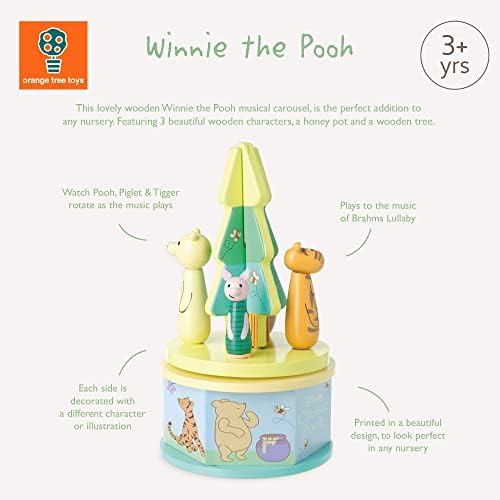 Classic Winnie The Pooh & Friends Carousel Music Box for Girls, Boys, Disney Wooden Toys - Early Development & Activity Toys, Musical Toys - Official Licensed Winnie The Pooh Gifts by Orange Tree Toys