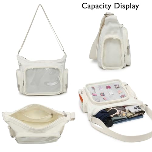 Image of Canvas Ita Bag Crossbody Shoulder Bag Kawaii Purses and Handbags with Anime Pins Display Medium
