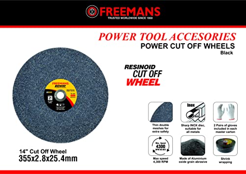 FREEMANS 14-Inch Power Black Cut Off Wheels-(Set of 25 Pieces) | Made of Aluminium Oxide Grain Abrasive|Use For Cutting of Metals, Steel, Stainless Steel, Cast Iron, and Ferrous Metals