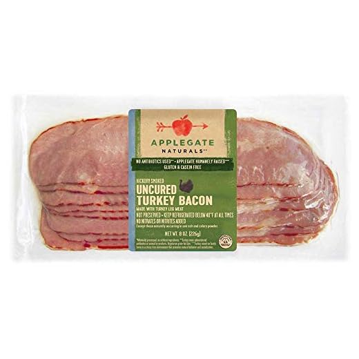 Applegate Antibiotic Free Uncured Turkey Bacon, 8 Ounce -- 12 per case.