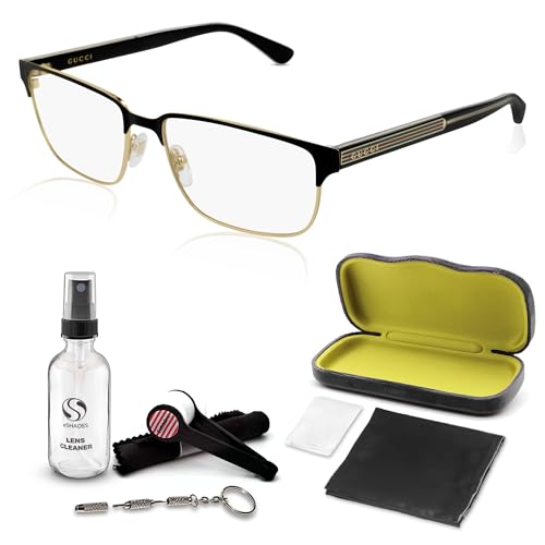 Gucci GG0383O Designer Fashion Eyeglasses Stylish Rectangular Frame Eyewear with Luxury eSHADES Kit - Embrace Sophistication and Elegance