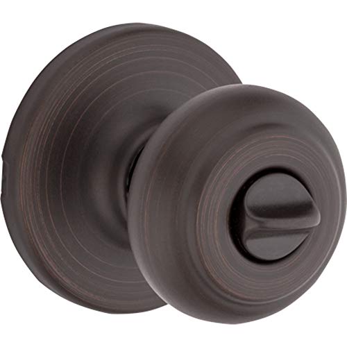 Image of Kwikset Cove Interior Privacy Door Knob with Lock, Door Handle For Bathroom and Bedroom, Venetian Bronze Keyless Turn Lock Doorknob