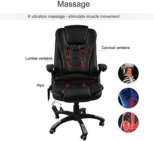 windaze Massage Chair Office Swivel Executive Ergonomic Heated Vibrating Chair for Computer Desk(Black)
