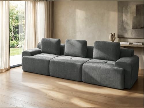 Image of 122 inch U Shaped Boneless Couch, Comfort Cloud Sectional Couches for Living Room, Modular Sofa High Back & Extra Deep Seat, No Assembly, Soft Chenille Fabric (Dark Grey, 122 inch-(3+0))