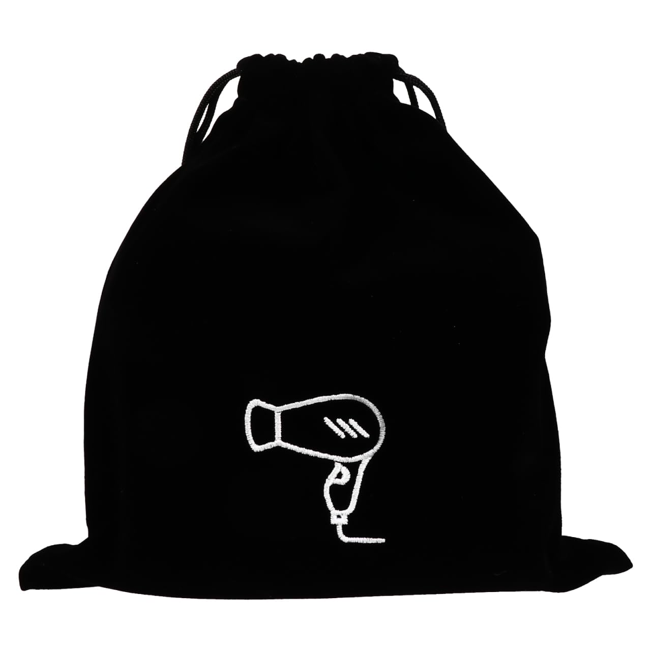 Luxshiny Hair Dryer Bag Black Flannel Drawstring Storage Organizer for Travel and Bathroom Soft Washable Thick Fabric Pouch