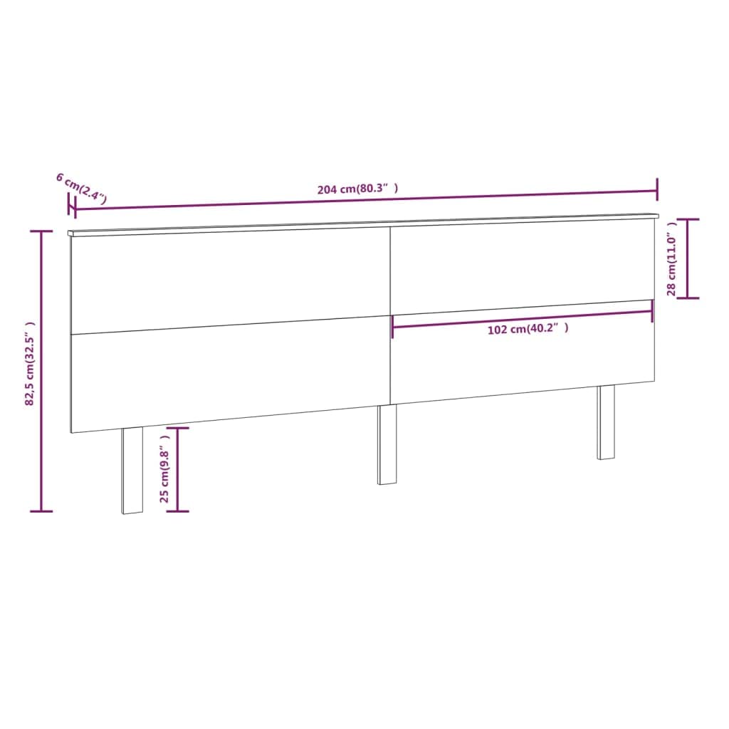 vidaXL Cabecero de Cama Cabezal Dormitorio Estructura Habitación Mobiliario Muebles Decoración Adorno Madera Maciza de Pino 204x6x82,5 cm