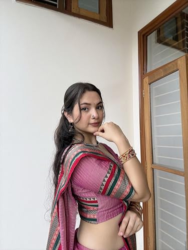 Image of DEVIKA TEXTILES Anuradha Pink Narayanpet Pure Cotton Saree | Comfortable & Stylish Saree for Women