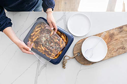 Fancy Panz 2-in-1 Dress Up & Protect Your Foil Pan, Made in USA, Fits 2 size of foil pans. Foil Pan & Serving Spoon Included. Hot or Cold Food. Stackable for easy travel. BPA free (Navy) - Thumbnail 6