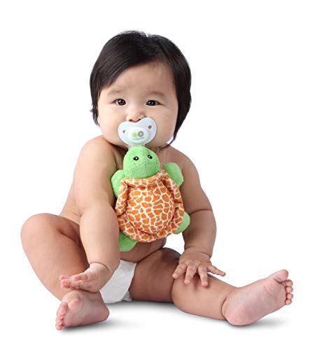 Image of Nookums Paci-Plushies Shakies - Pacifier Holder with Built in Rattle (2 in 1)- Adapts to Name Brand Pacifiers, Suitable for All Ages, Plush Toy Includes Detachable Pacifier (Turtle)