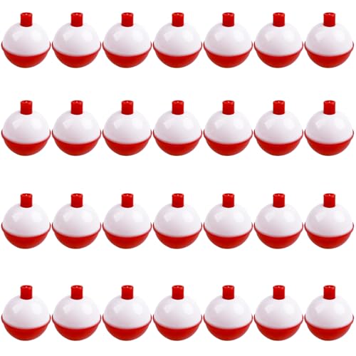 Fishing Bobbers Push Button Round Buoy Floats, Red White Snap-on Bobbers