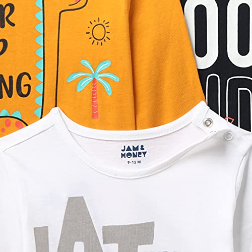 Image of Amazon Brand - Jam & Honey Baby Boy's Full Sleeves T-Shirt | 100% Cotton Printed Regular Fit T-Shirts | New Born Baby Clothes - 0 to 24 Months (Pack of 3)