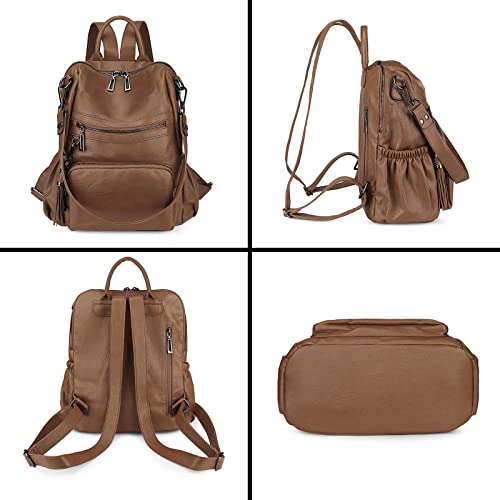 Image of Uromee Travel Backpack Purse for Women Vegan Leather Ladies Fashion Tassel Shoulder Bag Convertible