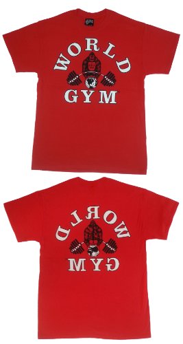 World Gym W100 Bodybuilding Gym Shirt 2-Side Logo Print