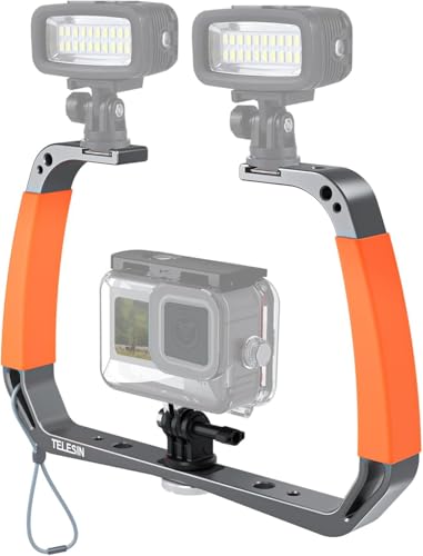 TELESIN Diving Rig Dive Tray Mount Video Light Handheld Stabilizer for GoPro Max Mini Hero 12 11 10 9 8 7 6 5 Insta360 X3 GO3 DJI Action 3 4 Camera Waterproof Case Underwater Snorkeling Accessories