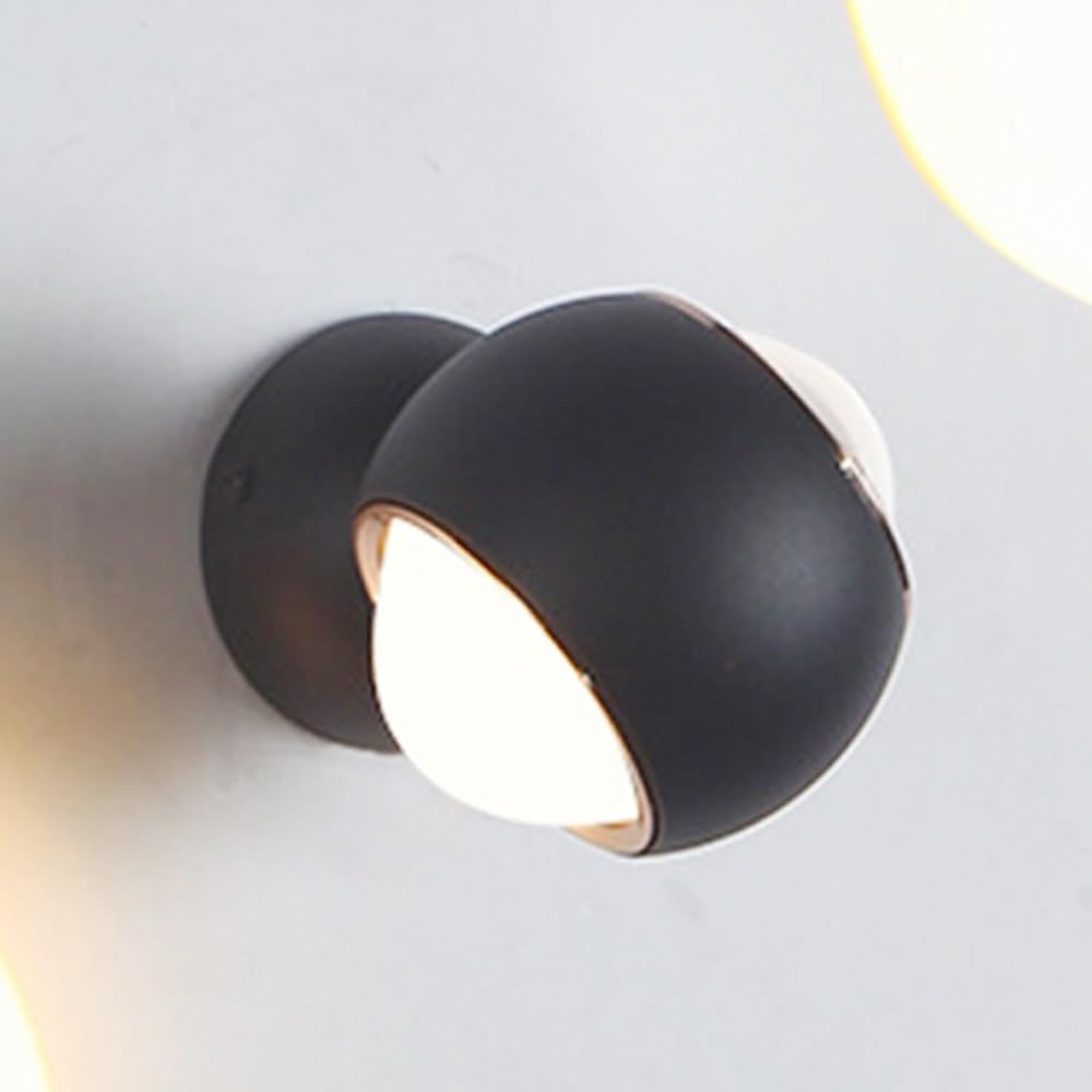 SXWNBIFH Indoor Modern Led Aluminum Wall Sconces, 7W Hardwired Wall Light with Rotatable Lampshade, Contemporary Wall Lamp for Bedroom Living Room Hallway Stairway(Black)