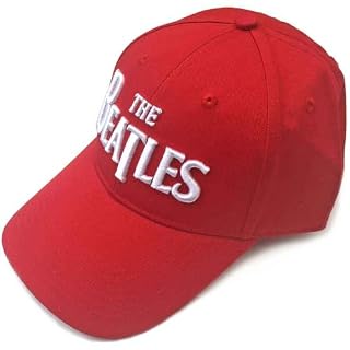The Beatles Baseball Cap Classic Drop T Band Logo Official Red Strapback Size One Size - Les Beatles, Paul McCartney, John Lennon, RIngo Starr, George Harrison