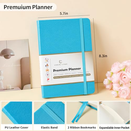 Planner 2025-2027, 36 Months Weekly and Monthly Planner with Budget & Goal Setting, 8.3" x 5.7", Flexible Cover, Daily Organizer with Inner Pocket, Bookmarks, Pen Holder for School Office Home–Blue — view 2