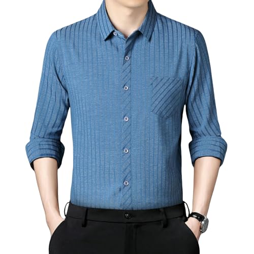 Chemise homme ample rayée anti-transpiration à manches longues